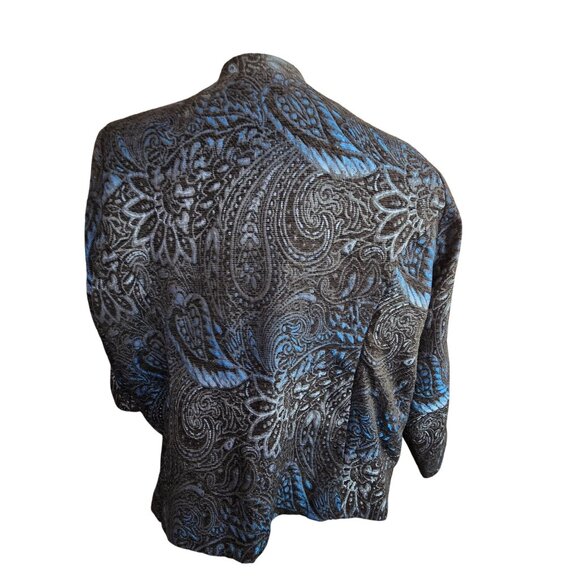 Womens Paisley Patterned Long Sleeve Jacket Blue and Black Plus Size 3X JJ4048 - Picture 3 of 9